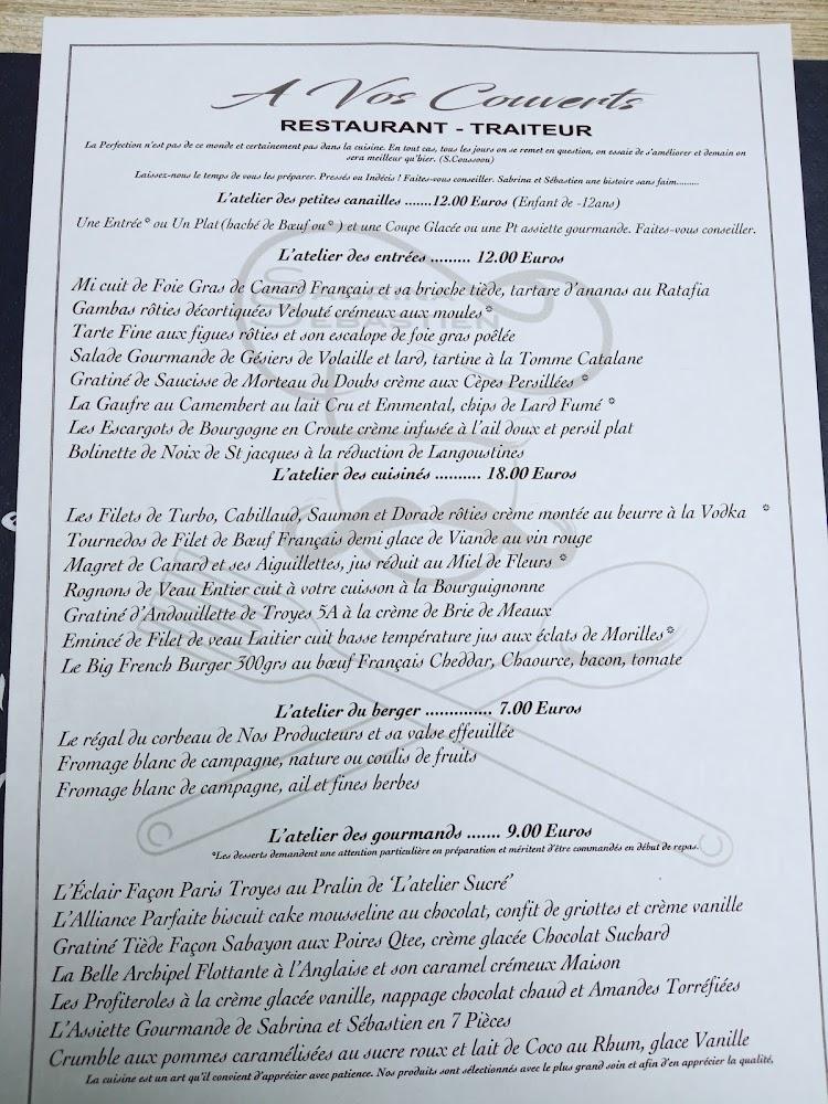 À Vos Couverts - Menu Image 1